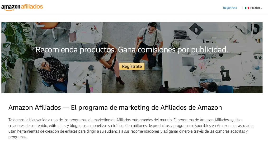 Botón de registro amazon afiliados