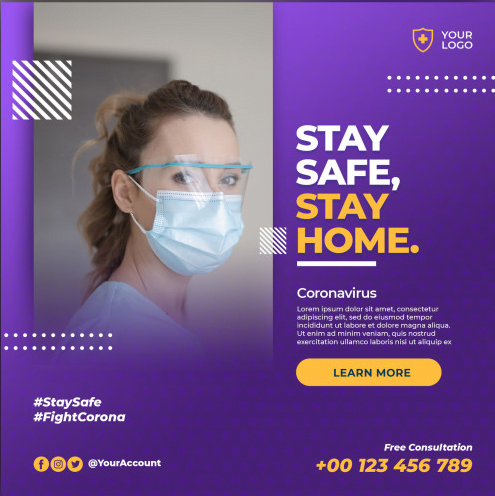 poster stay in home salud