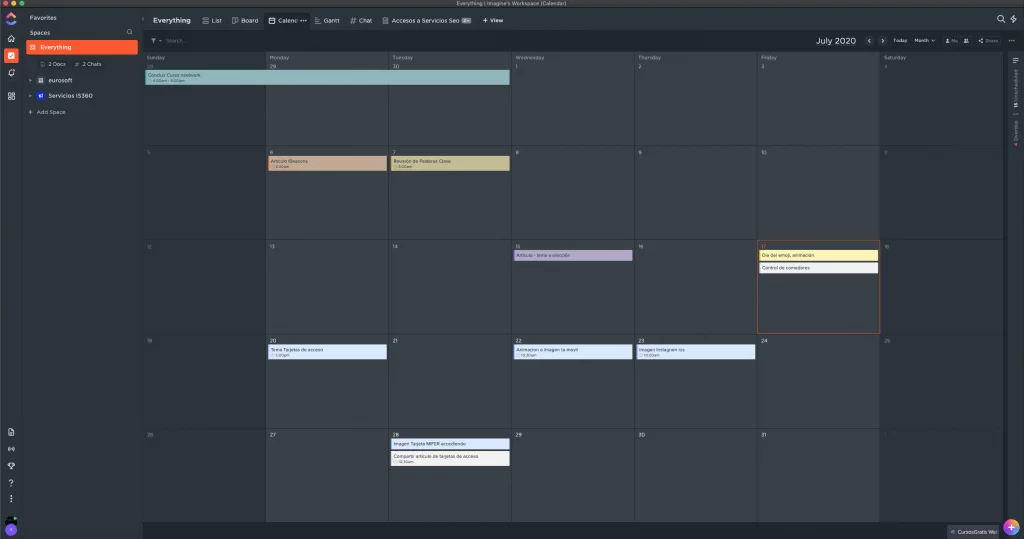 Conoce ClickUp 3 calendario ClickUp